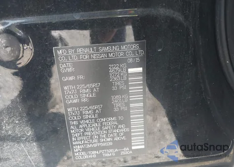 2015 Nissan Rogue S from USA, damaged, VIN KNMAT2MV6FP591139